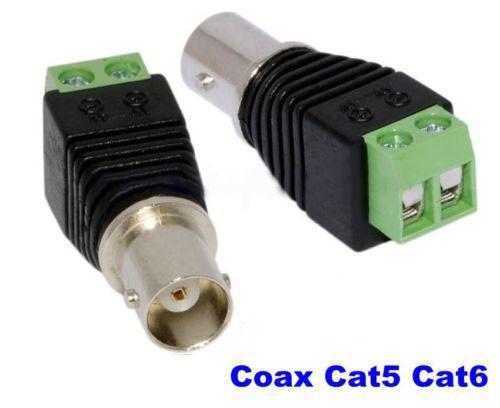 CAT5 To Camera CCTV Video Balun BNC female jack AV Screw Terminal Connector