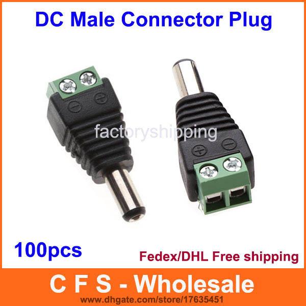 CCTV DC Male Plug DC Jack DC Connector Power Plug for Security CCTV Camera System 2.1 x 5.5mm Free Shipping 100pcs /Lot