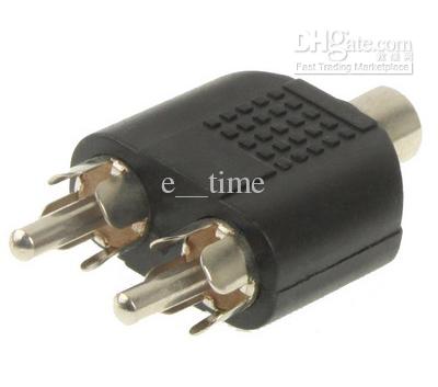 RCA Female Jack to Two Dual RCA Male Plug AUDIO Y Splitter Connector 200pcs /Lot Express Free shipping