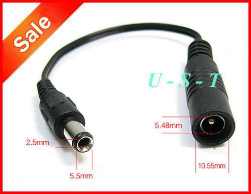 5.5mm x 2.5mm Male Plug to 5.5mm x 2.1mm female socket DC Power Adapter cable Conversion Plug 200pcs/Lot Express free Shipping