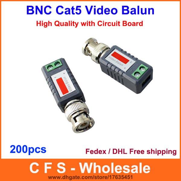 200pcs Coax CAT5 Camera CCTV Passive BNC Video Balun to UTP Transceiver Connector DHL / Fedex Free Shipping