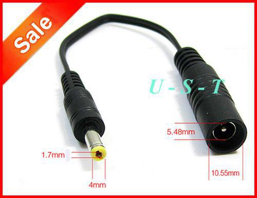 CCTV DC Power Adapter Cable 5.5mm x 2.1mm Female Jack Socket to 4.0mm x 1.7mm Male Conversion Plug 200pcs/Lot Express free Shipping