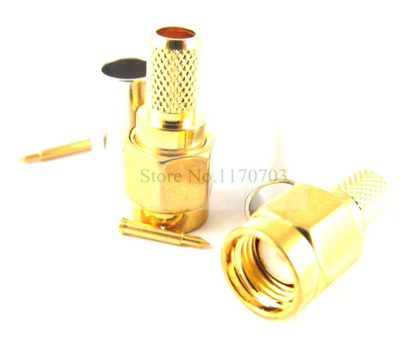 100 pcs Gold SMA male Plug crimp Connector for RG58 Adapter