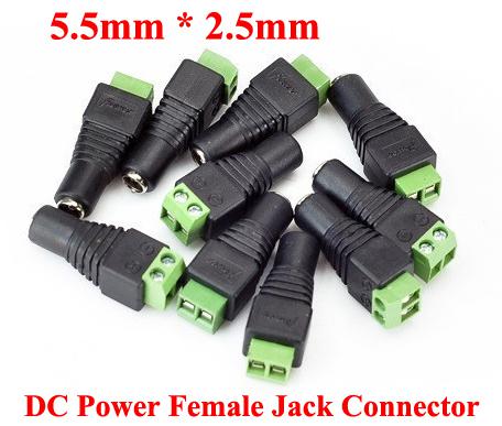 200pcs /Lot 2.5 x 5.5mm DC Power Female Plug Jack Adapter Connector Socket for CCTV Express Free shipping