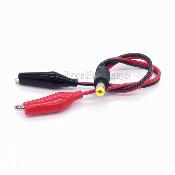 2 Alligator clip to 1 Male DC Power Plug Connector Adapter Wire DC 5.5*2.1mm 20cm Red and Black Clips Crocodile Test Leads