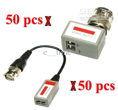 50 Pairs 1 channel Mini CCTV Passive Video Balun Connector BNC Cat5 UTP For CCTV Camera /DVR 50pcs + 50pcs Express Free Shipping