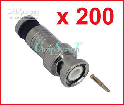 BNC MALE COMPRESSION COAX CONNECTOR RG59 CCTV 200PCS