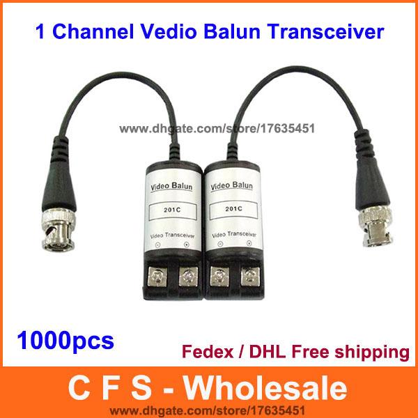 UTP Video Balun Transceiver BNC 1 Channel Vedio Balun CCTV Transceiver Fedex / DHL Free Shipping 100pcs