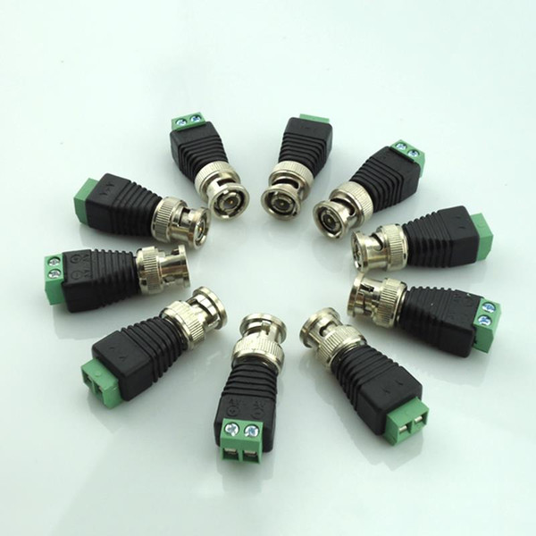 high quality 2x Coax CAT5 BNC Male Connector Plug DC Adapter Balun Connector for CCTV Camera Security System Surveillance Accessories