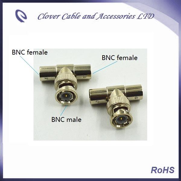 Hot Sale and Free Shipping 50PCS/Lot 75ohm T Type BNC Male to Two BNC Female Coaxial BNC Adapter