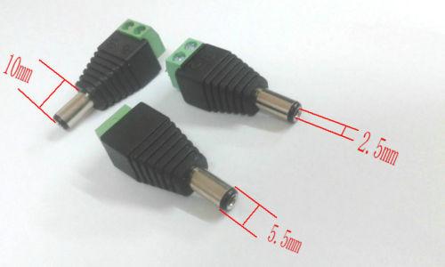 10pcs 5.5mm x 2.5mm CCTV camera DC Power Male Jack Connectors