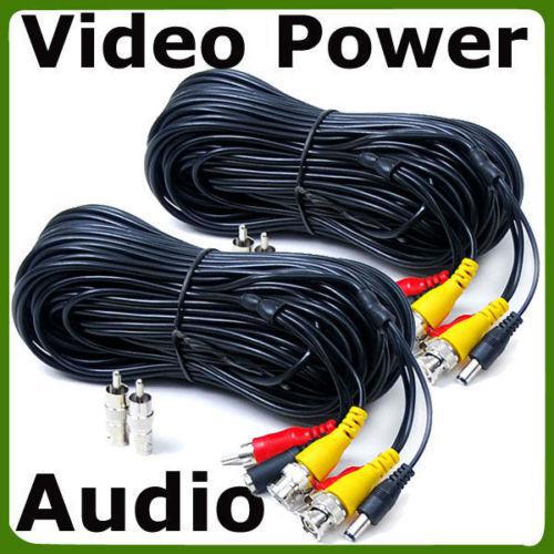 2 x 50 feet CCTV Security Camera Audio Video Power Cables with Free RNC RCA Adapter e_Shop2008