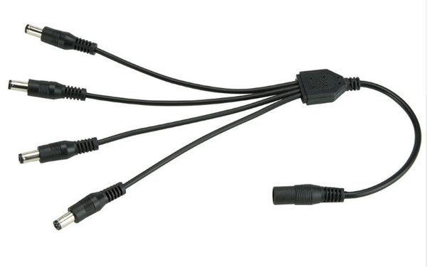 DC Power Splitter 1 to 4 Way Power Splitter Cable 1 Male to 2 Dual Female Cord for CCTV Camera 5.5mm / 2.1mm