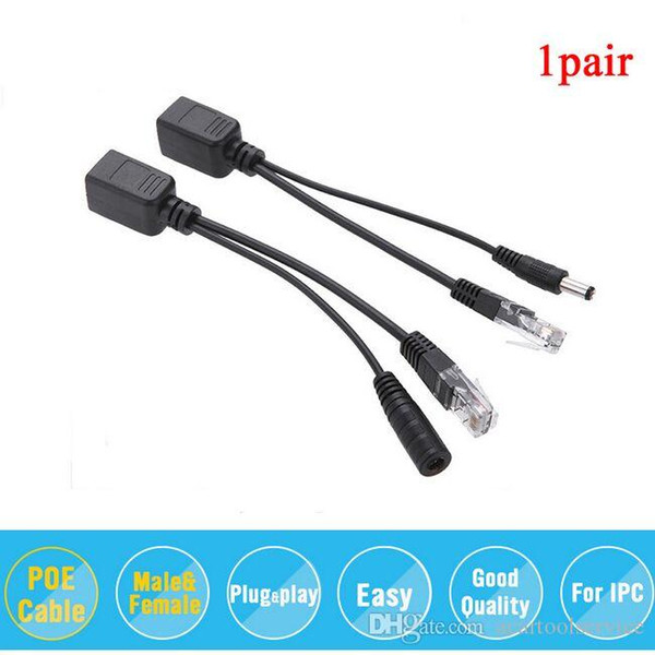 1 Pair - IP Camera Power Over Ethernet Passive PoE Injector Splitter Cable RJ45 PoE Power supply module separator combiner