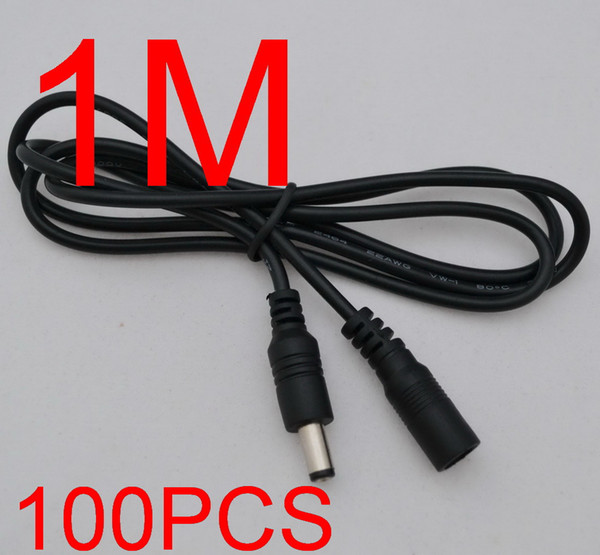 100pcs DC Power Female to Male Plug Cable adapter DC extension cord 5 / 3 / 1 Meter 5.5mm x 2.1mm Fedex / DHL Free shipping