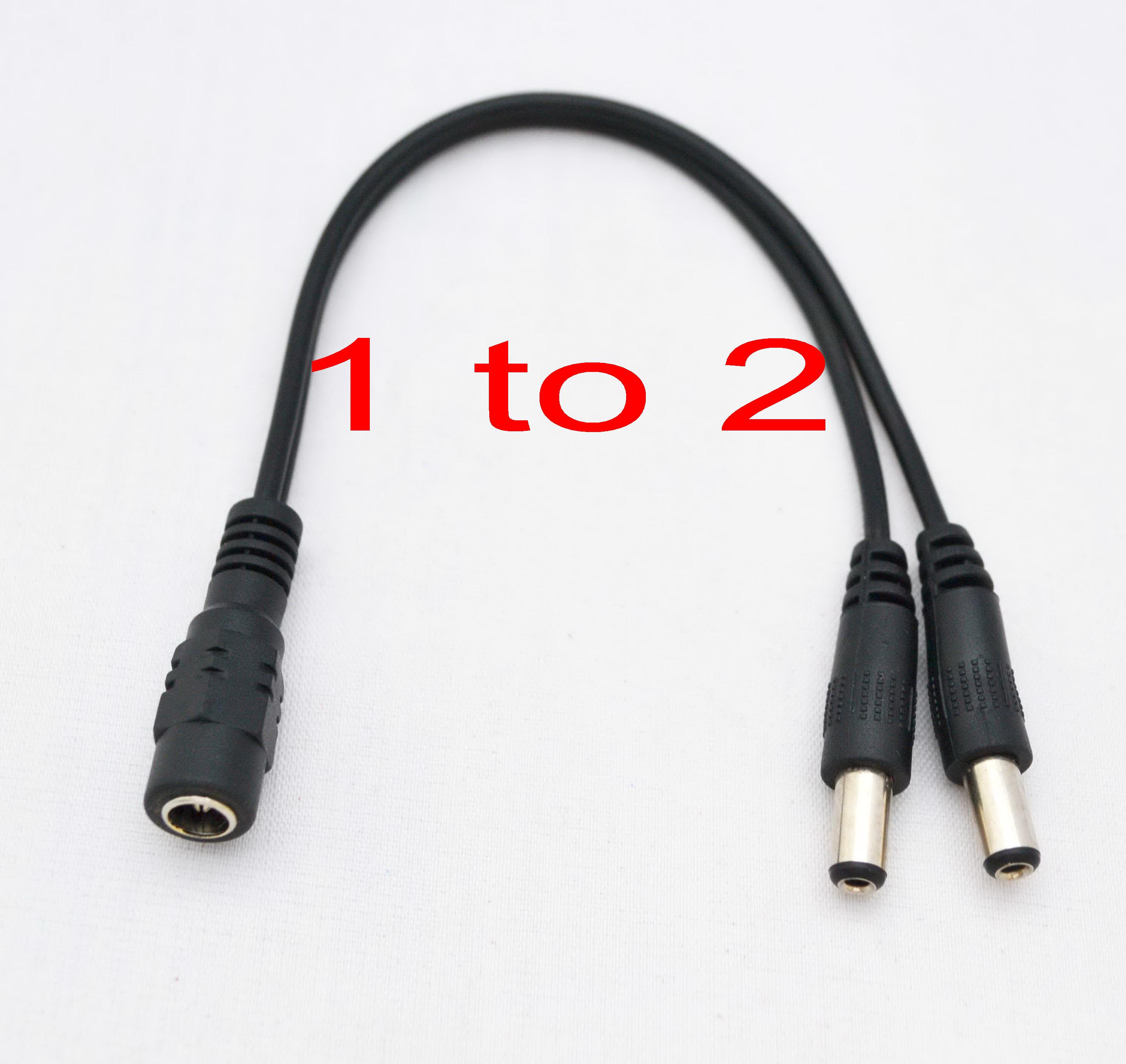 100% new 100pcs DC Power 5.5x2.1mm 1 Female to 2 Male Plug Cable Splitter Adapter for Security CCTV Camera