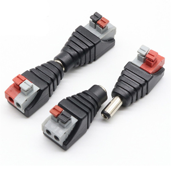 Free Shipping DC Power Male Female 5.5 * 2.1mm Connector Adapter Plug Cable Pressed Connected for LED Strips 12V