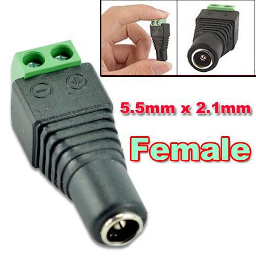 Free Shipping 5.5mm x 2.1mm Female DC Power Plug Jack Adapter Connector For CCTV Cameras 10pcs/lot