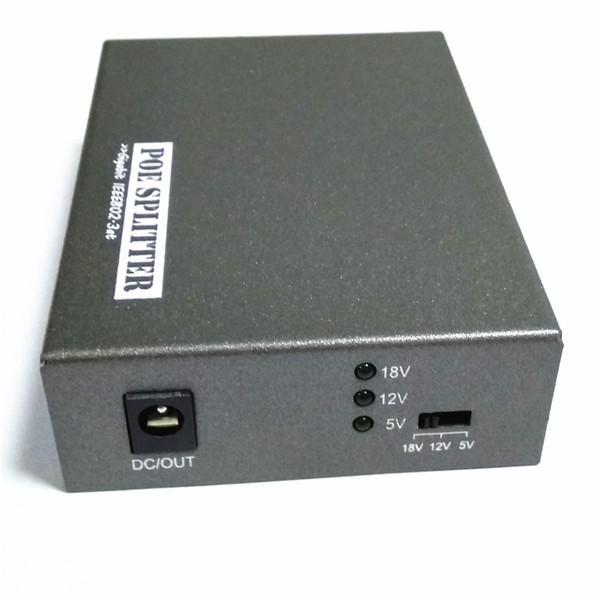 Gigabit 10/100/1000M IEEE802.3at/af PoE Splitter Intput DC48-57V Output 5V/3.5A,12V/2A,18/1A for CCTV Networking Power over Ethernet