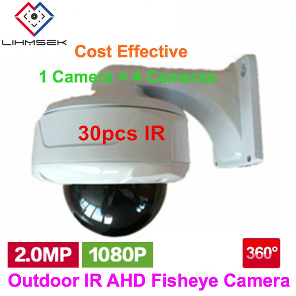 Lihmsek Outdoor IR Camera Fisheye AHD 360 Degree 1080P 2.0 Megapixel 1.2mm wide angle fisheye lens Security Camera 30pcs IR LEDs