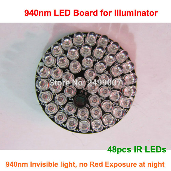 48pcs white IR LEDs Invisible 940nm No Red Exposure at night Infrared Light Circuit Board For CCTV IR Illuminator Lamp accessories security