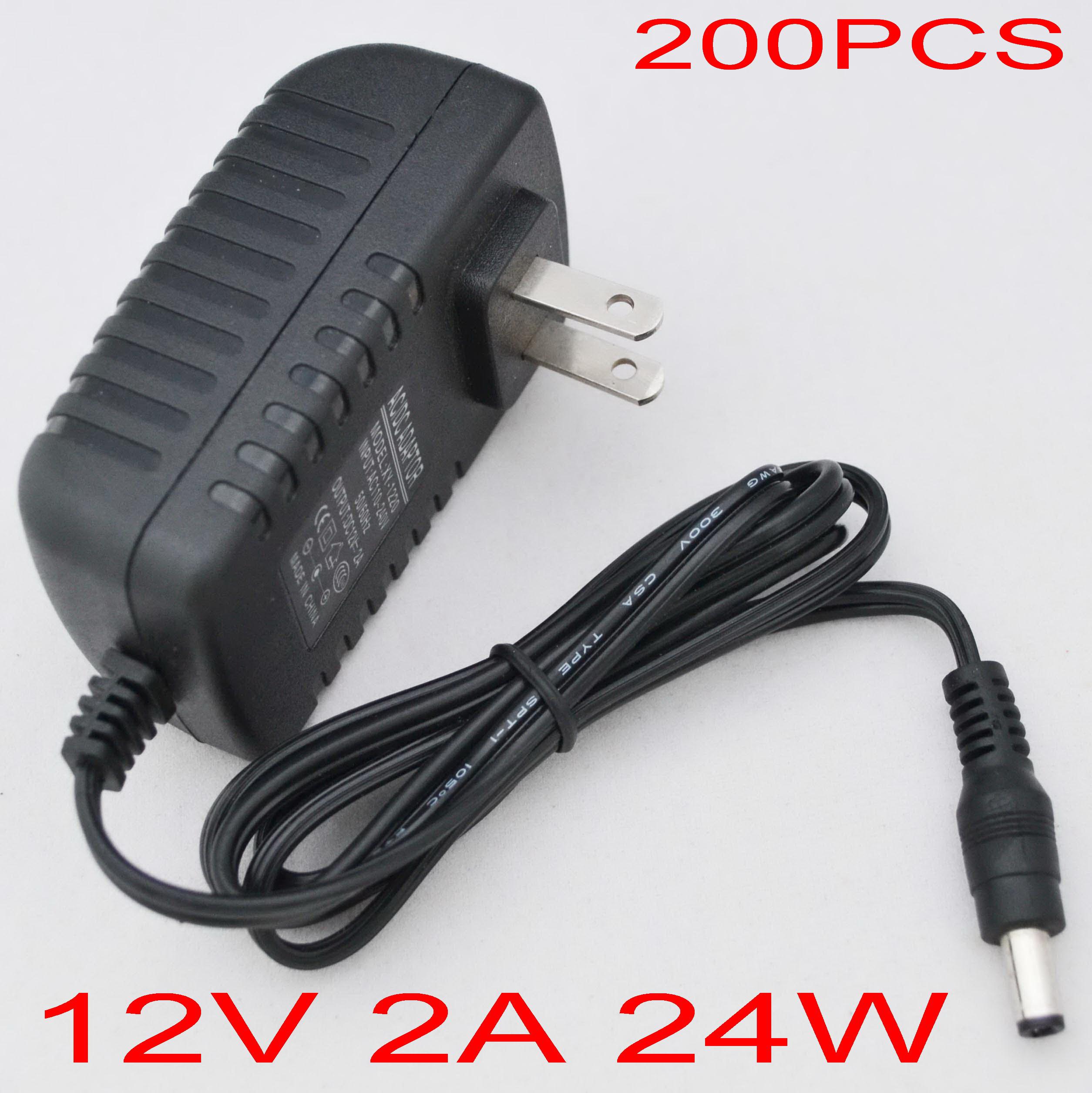 200pcs/lot AC 100-240V to DC 12V 2A EU or US or UK Plug AC/DC Power adapter charger Power Supply Adapter for Led Strips Lights FREE