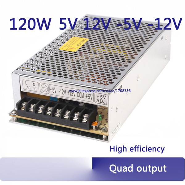 120W quad output switching power supply AC to DC 5V 12V 24V -12V / 5V 15V -5V -15V/ 5V 12V 24V -12V high efficiency