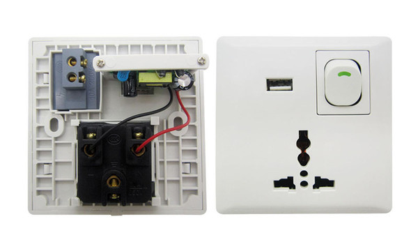 Free Shipping HK Post USB Wall Power Supply Socket Switch White With USB Interface White Color