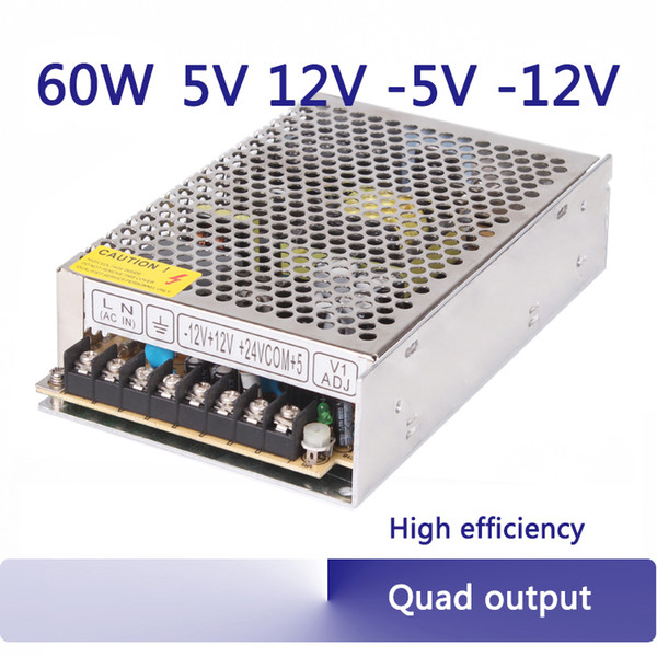 60w quad output switching power supply AC to DC 5V 12V 24V -12V / 5V 15V -5V -15V/ 5V 12V 24V -12V high efficiency