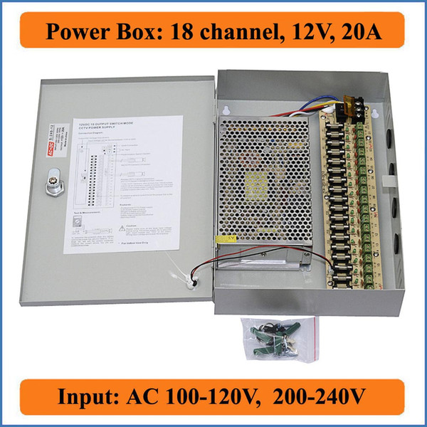 18 channel DC12V 20A CCTV Camera Power Box CCTV PTC Distributed switching Power Supply Box for Security Video Camera 18CH Port