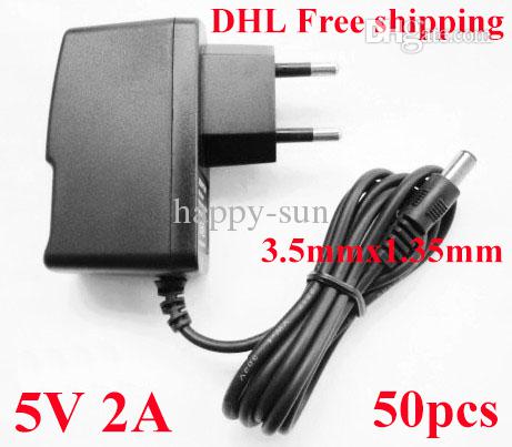 High Quality AC DC 5V 2A Power Adapter Supply 5V 3.5mm x 1.35mm Power Adaptor EU Europe -EU / US plug 50pcs/Lot free shipping