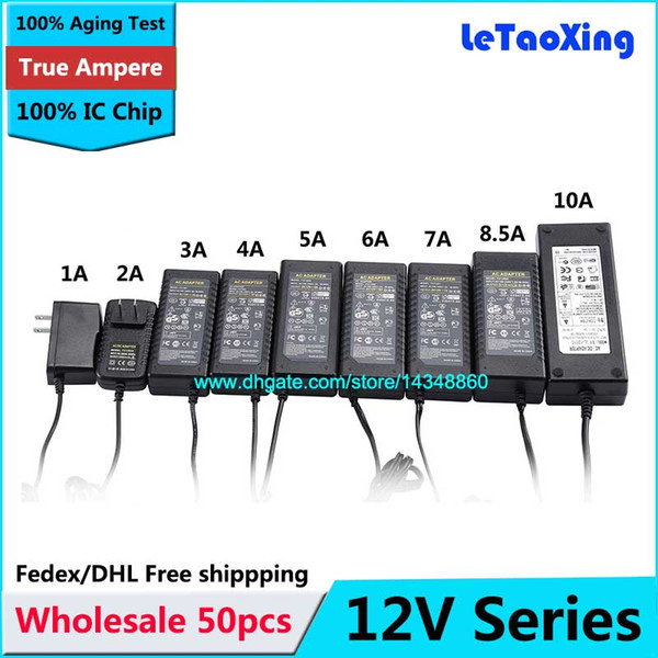 50pcs AC 100-240V To DC Adapter 12V 1A 2A 3A 4A 5A 6A 7A 8A 10A Power Supply Adapter For Led Strip CCTV DHL Free Shipping