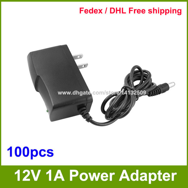 100pcs High Quality AC 100-240V to DC 12V 1A Power adapter Supply 1000mA US / EU Plug DC DHL Free shipping