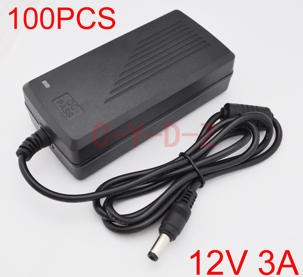 100PCS High quality IC solutions AC 100V-240V DC 12V 3A Switch power supply, 36W LED adapter, DC 5.5mm*2.1-2.5mm +Free shipping