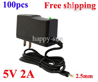 AC 100V~240V to DC 5V 2A 2.5mm Power Adapter Supply Charger 2.5mm x 0.7mm US Plug for Android Tablet PC High Quality 100pcs Free shipping