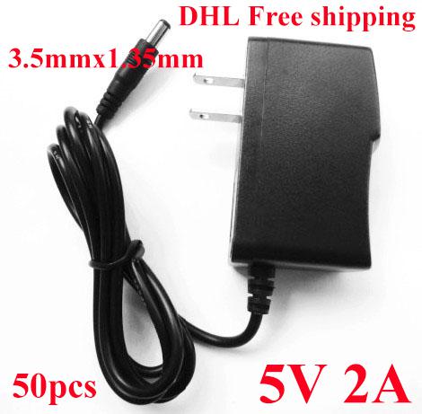 High Quality AC 100-240V to DC 5V 2A Power Adapter Supply 5V adaptor 3.5mm x 1.35mm US / EU Plug 50pcs free shipping