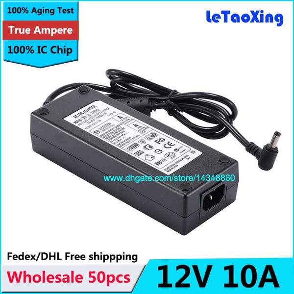 50pcs With IC Chip AC 100-240V To DC 12V 10A Power Supply Adapter 120W Switch For LED Light LCD Monitor CCTV Free shipping