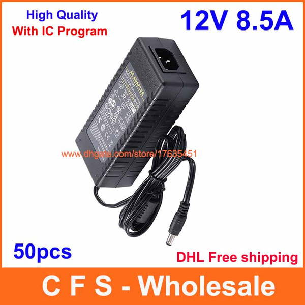 50pcs AC 100V-240V Converter DC 12V 8.5A Power Supply 12V 8A Adapter With IC Protection Free shipping