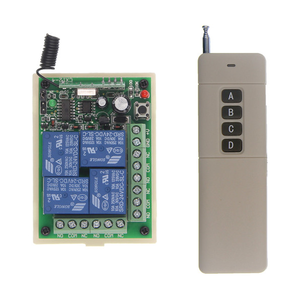 3000M Long DC 12V 24V 4 CH 4CH 10A RF Wireless Remote Control Switch System,Transmitter +Receiver,315/433 MHz