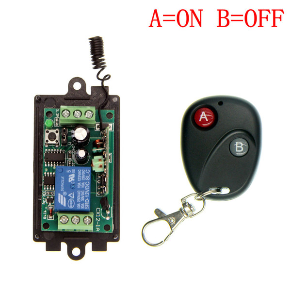 DC 9V 12V 24V 1 CH 1CH RF Wireless Remote Control Switch System,315/433 MHz Transmitter + Receiver,Latched (A=ON B=OFF)