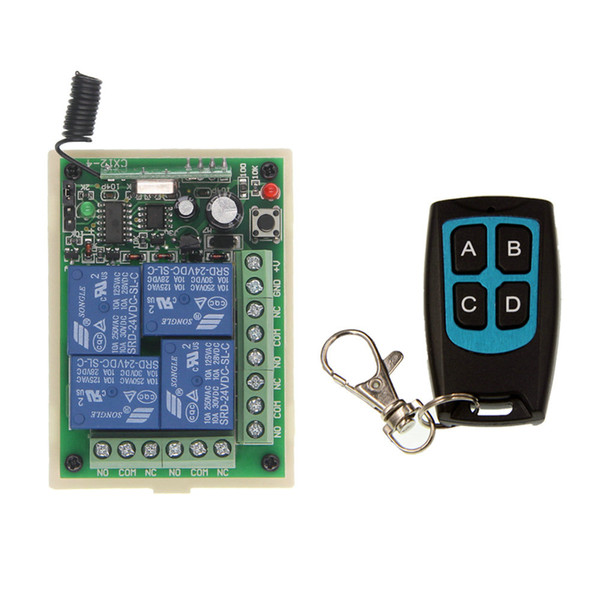 DC 12V 24V 4 CH 4CH RF Wireless Remote Control Switch System, Waterproof Transmitter + Receiver,315/433 MHz