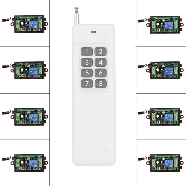 3000m High Power DC 9V 12V 24V 1 CH 1CH RF Wireless Remote Control Switch System,8CH Transmitter +Receiver,Momentary