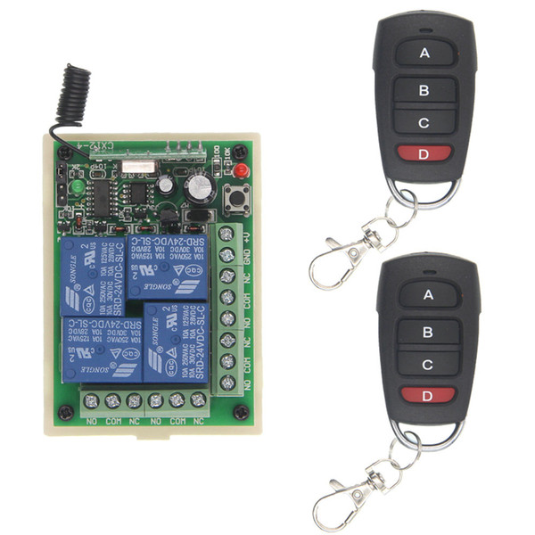 DC 12V 24V 4 Channel 4CH RF Wireless Remote Control Switch System Receiver + Transmitter, 315 / 433 MHz