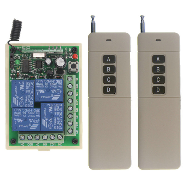 3000M High Power DC 12V 24V 4 CH 4CH RF Wireless Remote Control Switch System,Transmitter +Receiver,315/433 MHz,Self-lock Jog