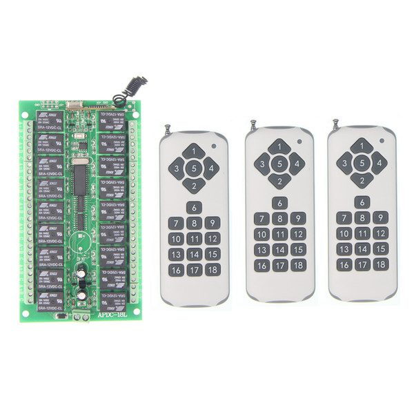 Universal DC 12V 24V 10A Relay 18CH 18 CH Wireless RF Remote Control Switch Transmitter+Receiver Module,315 / 433 MHz