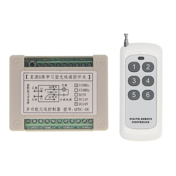 500m DC 12V 24V 6 CH Channel 6CH RF Wireless Remote Control Switch System Receiver + Transmitter, 315 / 433 MHz