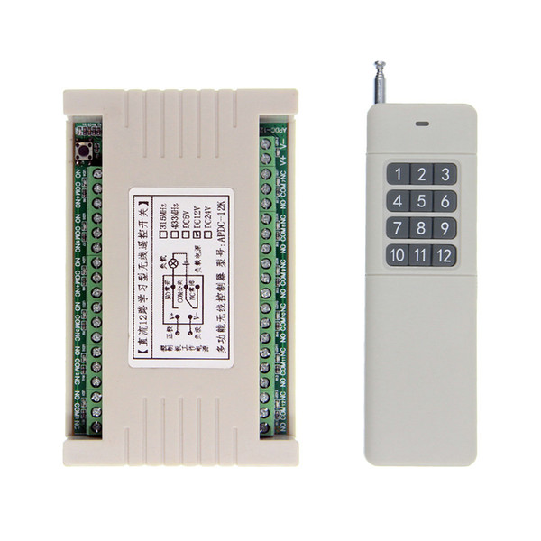 3000m Wide Range High Power 10A Relay DC 12V 24V 12 CH 12CH Wireless RF Remote Control Switch Transmitter + Receiver,Momentary