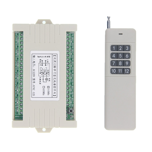 3000m Wide Range High Power 10A Relay AC 220V 12 CH 12CH Wireless RF Remote Control Switch Transmitter & Receiver,315 / 433 MHz