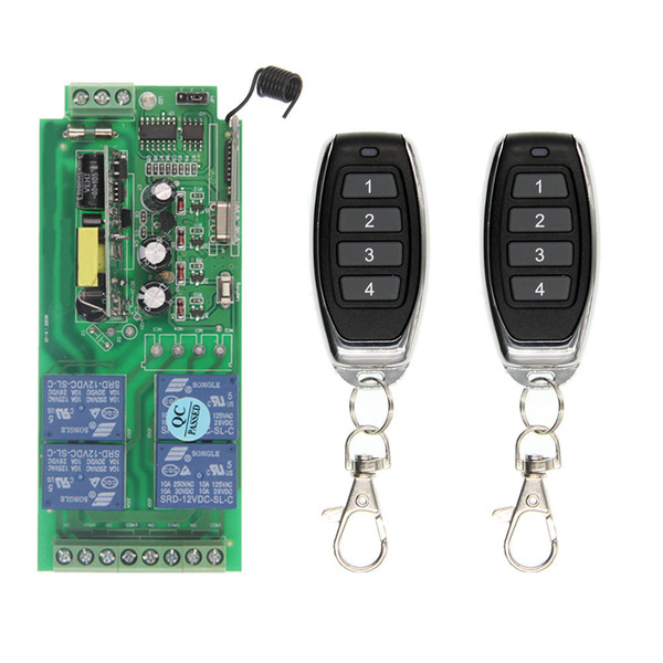 220V 110V 85-265V 10A Relay 4CH Wireless RF Remote Control Switch 2 Transmitter+ Receiver 315 / 433 MHz Controller Popular