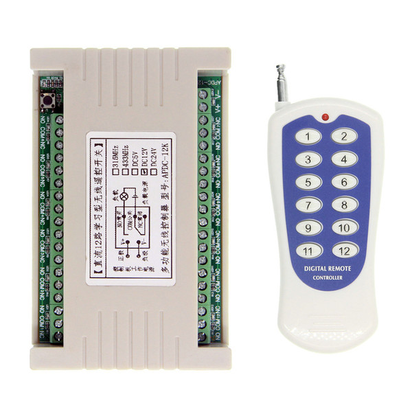 Universal DC 12V 24V 10A Relay 12CH 12 CH Wireless RF Remote Control Switch Transmitter+Receiver Module,315 / 433MHz